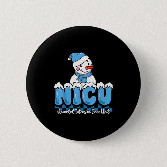 Macaron Rond 5 Cm Christmas Nicu Snowman Neonatal Icu Nurse Squad Nu (Devant)