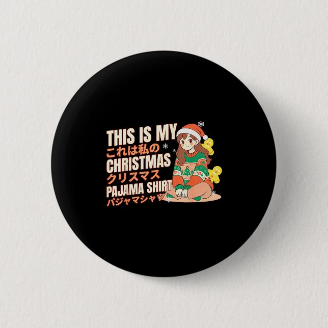 Macaron Rond 5 Cm Christmas Pajama Anime Girl Japanese Manga Otaku  (Devant)