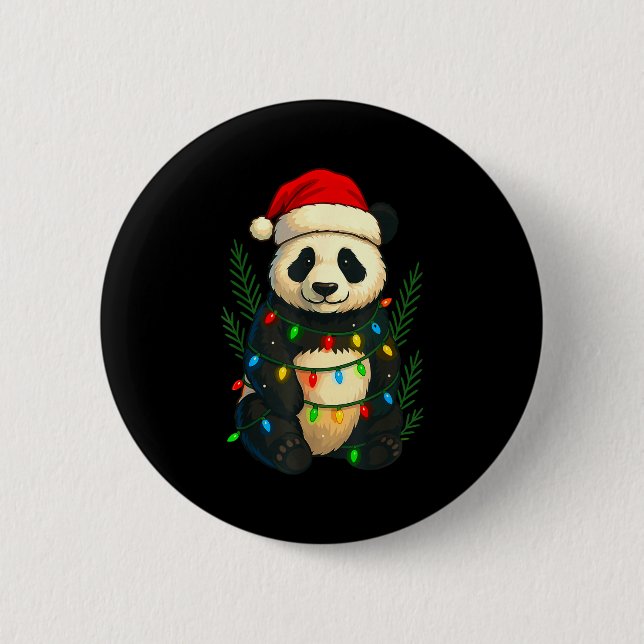 Macaron Rond 5 Cm Christmas Panda  (Devant)