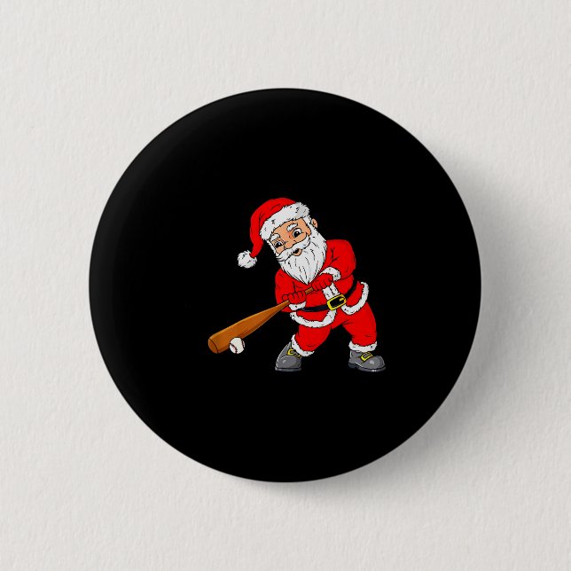 Macaron Rond 5 Cm Christmas Santa Claus With Baseball Bat Boys Kids  (Devant)