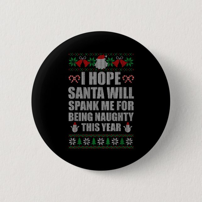 Macaron Rond 5 Cm Christmas Santa Spank Naughty Ugly Christmas Sweat (Devant)