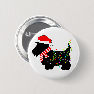 Macaron Rond 5 Cm Christmas Scottie Dog With Lights