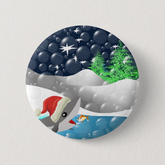 Macaron Rond 5 Cm Christmas Shark (Devant)