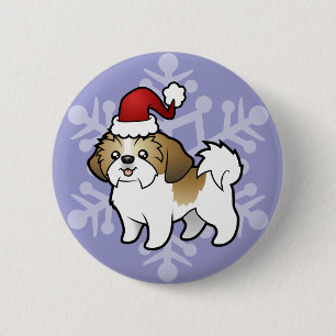 Macaron Rond 5 Cm Christmas Shih Tzu (chiot coupé)