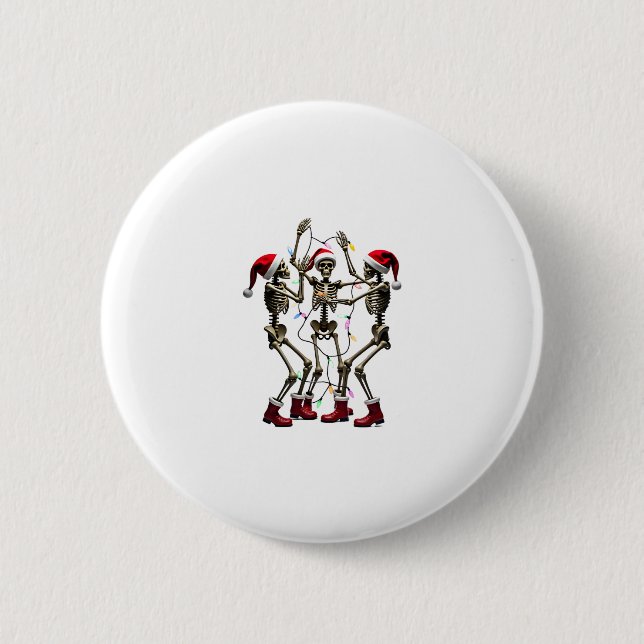 Macaron Rond 5 Cm Christmas Skeleton Santa Dancing Lights (1) (Devant)