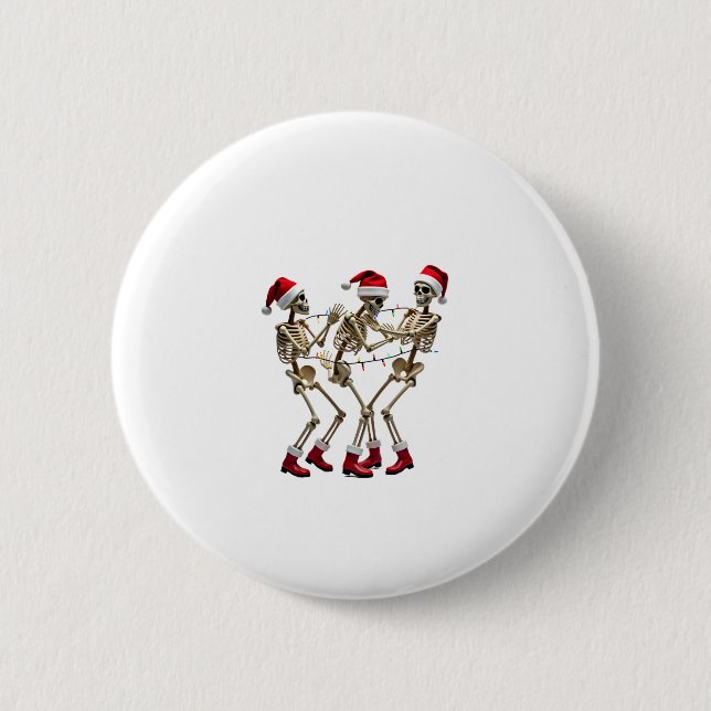 Macaron Rond 5 Cm Christmas Skeleton Santa Dancing Lights (2) (Devant)