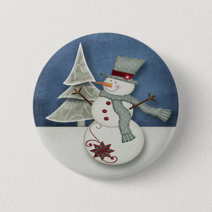 Macaron Rond 5 Cm Christmas Snowman