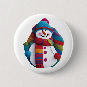 Macaron Rond 5 Cm Christmas Snowman