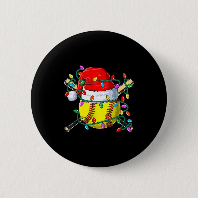 Macaron Rond 5 Cm Christmas Softball Xmas Santa Srts Hat Mens Womens (Devant)