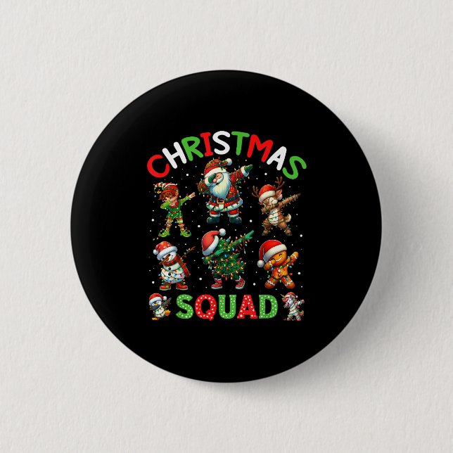Macaron Rond 5 Cm Christmas Squad Santa Dabbing Elf Family Matching  (Devant)