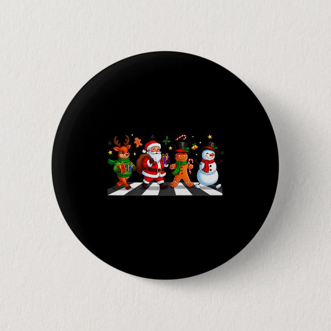 Macaron Rond 5 Cm Christmas Squad Santa Gingerbread Xmas Men Women K (Devant)