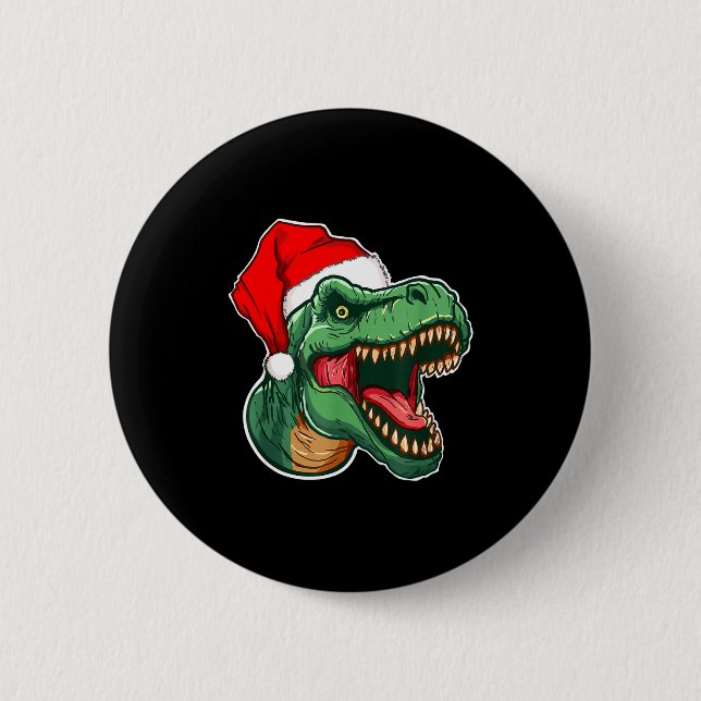 Macaron Rond 5 Cm Christmas T-rex  (Devant)