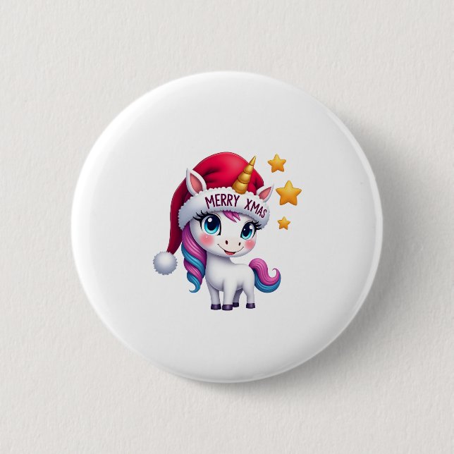 Macaron Rond 5 Cm Christmas Unicorn T-Shirt (3) (Devant)