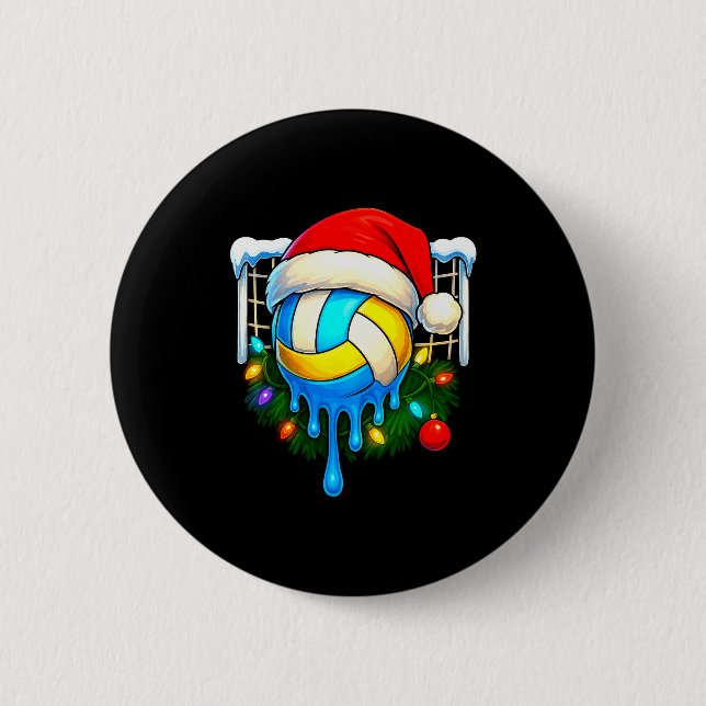 Macaron Rond 5 Cm Christmas Volleyball Drip Ice Cream Drip Xmas  (Devant)