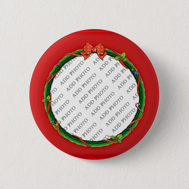 Macaron Rond 5 Cm Christmas Wreath Ajouter Votre Photo & Arrière - p (Devant)