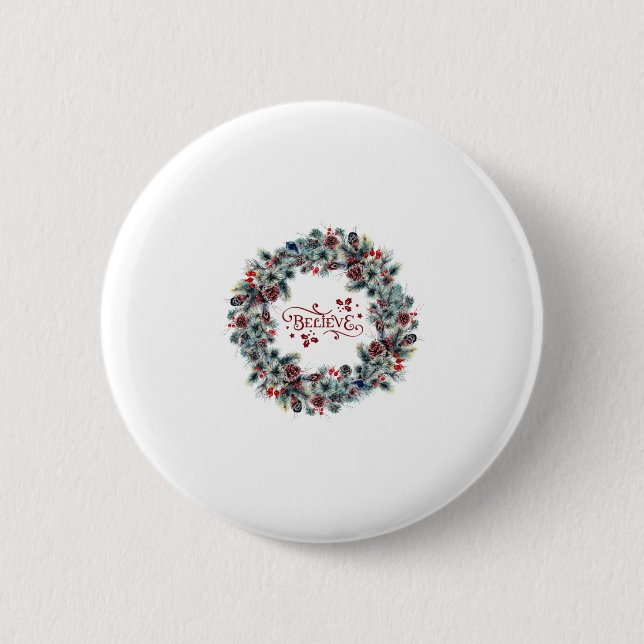 Macaron Rond 5 Cm Christmas Wreath CROIRE Typographie (Devant)