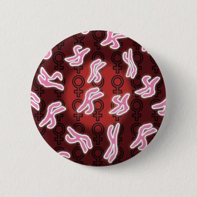 Macaron Rond 5 Cm Chromosomes féminin Science (Devant)