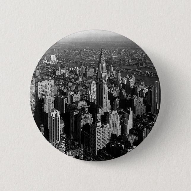 Macaron Rond 5 Cm Chrysler Building New York Manhattan (Devant)