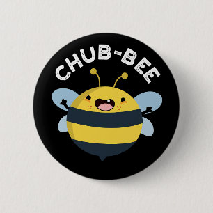Macaron Rond 5 Cm Chub-bee Funny Chubby Bee Pun Dark BG