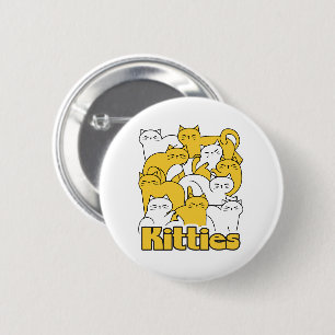 Macaron Rond 5 Cm Chubby Kitties Design - Cat Art adorable