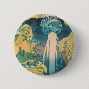 Macaron Rond 5 Cm Chutes d'Amida de Hokusai Japon Cascade