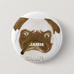 Macaron Rond 5 Cm Cigar à puggy Grumpy AFICIONADO personnalisé