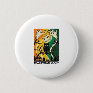 Macaron Rond 5 Cm Cimetière de fantômes de hiboux noirs effrayants H