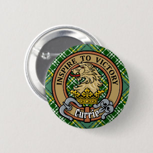 Macaron Rond 5 Cm Cimier de lion Clan Currie sur Tartan