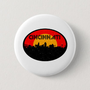 Macaron Rond 5 Cm Cincinnati Red Black Oval City