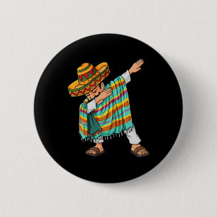 Macaron Rond 5 Cm Cinco de Mayo Dabbing Poncho Sombrero Amusant mexi