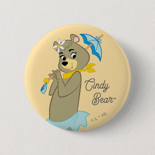 Macaron Rond 5 Cm Cindy Bear tenant le parasol