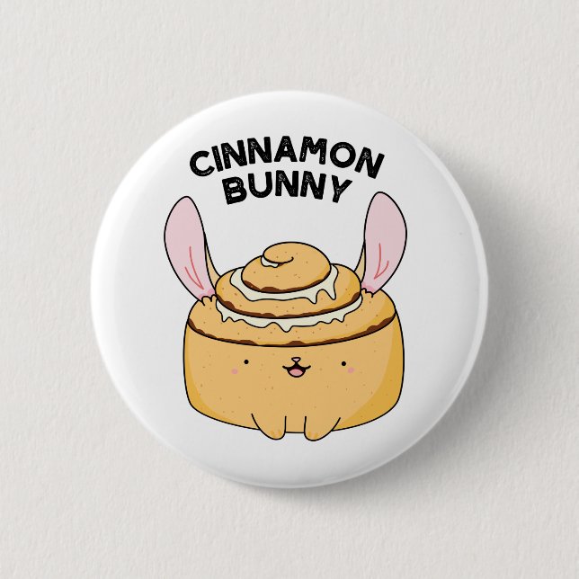 Macaron Rond 5 Cm Cinnamon Bunny Funny Cinnamon Bun Pun (Devant)