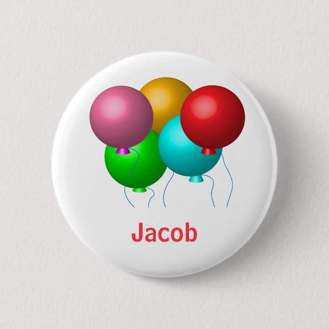 Macaron Rond 5 Cm Cinq ballons d'anniversaire personnalisés (Devant)