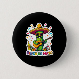 Macaron Rond 5 Cm Cinq mai drôle de cactus mexicain lunettes de sole