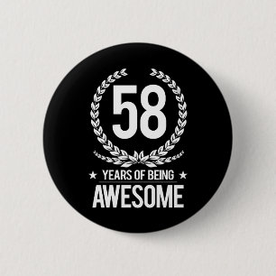 Macaron Rond 5 Cm cinquante-huitième Anniversaire (58 ans d'être