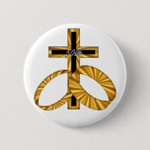 Macaron Rond 5 Cm cinquantième Cadeaux d'anniversaire de mariage