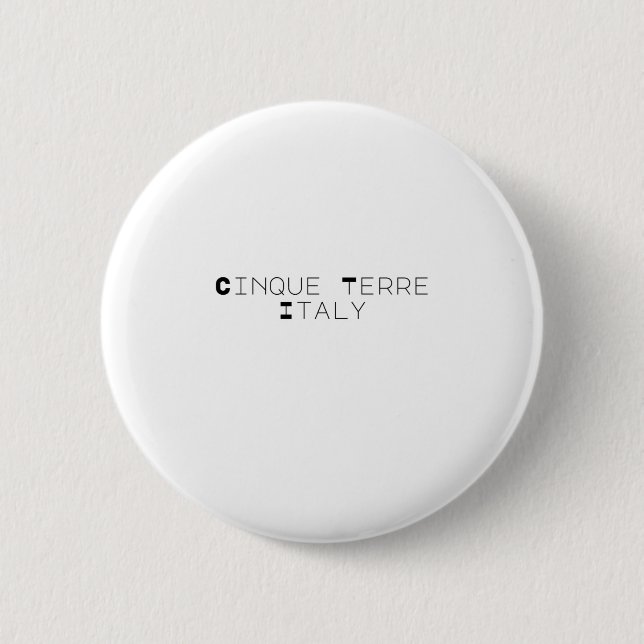 Macaron Rond 5 Cm Cinque Terre Italie Typographie simple (Devant)