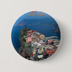 Macaron Rond 5 Cm Cinque Terre - Vernazza d'en haut