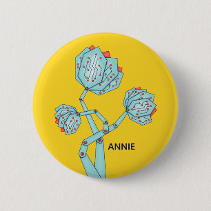 Macaron Rond 5 Cm Circuit Board Mécanique Flowers Geek Nom de la fil