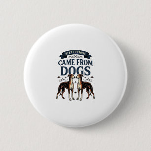Macaron Rond 5 Cm Citation Amoureux de Chien Gravure Vintage Typogra