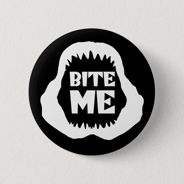 Macaron Rond 5 Cm Citation Bite me - Requin Jaws (Devant)