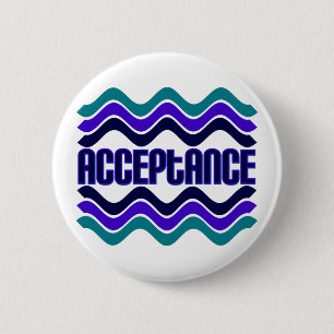 Macaron Rond 5 Cm Citation d'acceptation en graphique bleu vert viol