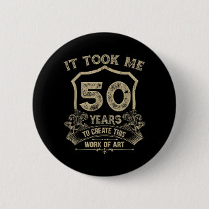 Macaron Rond 5 Cm Citation de 50e anniversaire Design Vintage Rétro 