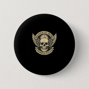 Macaron Rond 5 Cm Citation de Memento Mori Tempus Fugit Latin stoïqu