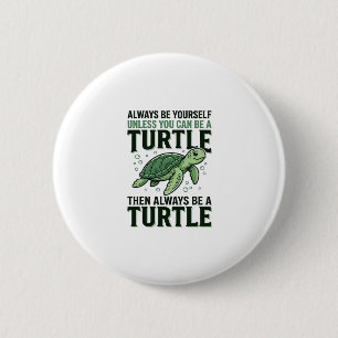 Macaron Rond 5 Cm Citation de Tortue Drôle Design de Gravure Vintage