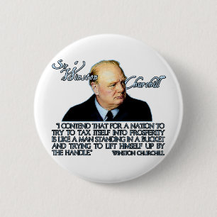 Macaron Rond 5 Cm Citation de Winston Churchill sur l'imposition