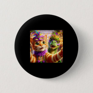 Macaron Rond 5 Cm Citation drôle de Mardi Gras de selfie de chat de 
