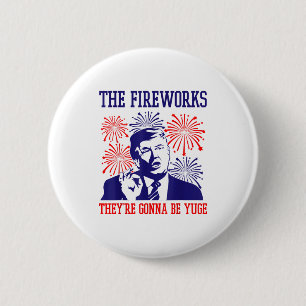 Macaron Rond 5 Cm Citation drôle de Trump Feux d'artifice 4 juillet