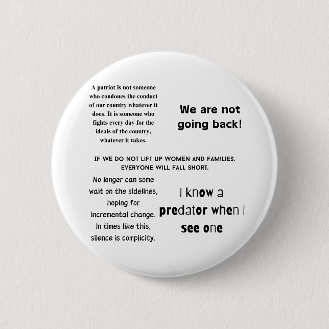 Macaron Rond 5 Cm Citations de Kamala Harris, Anti Trump Word Cloud (Devant)