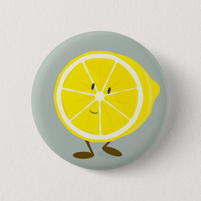 Macaron Rond 5 Cm Citron coupé de sourire (Devant)